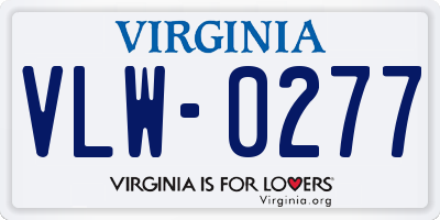 VA license plate VLW0277