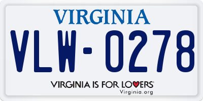 VA license plate VLW0278