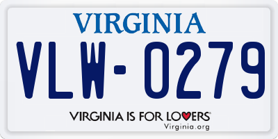 VA license plate VLW0279