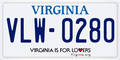 VA license plate VLW0280