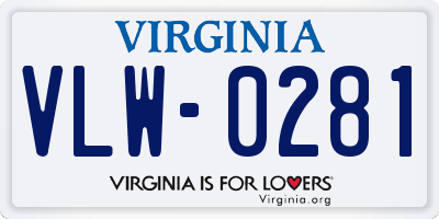 VA license plate VLW0281