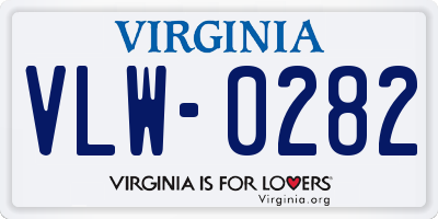 VA license plate VLW0282