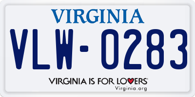 VA license plate VLW0283