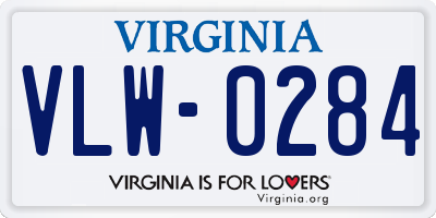 VA license plate VLW0284