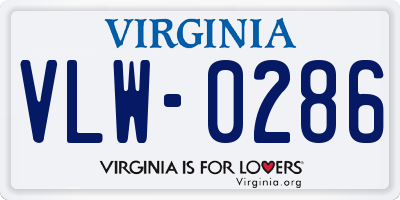 VA license plate VLW0286