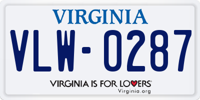 VA license plate VLW0287