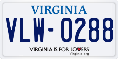 VA license plate VLW0288