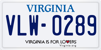 VA license plate VLW0289