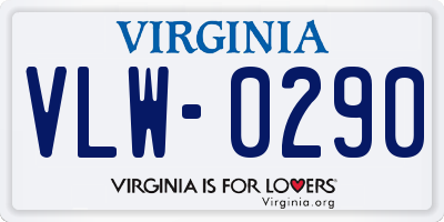 VA license plate VLW0290