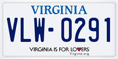 VA license plate VLW0291