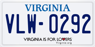 VA license plate VLW0292