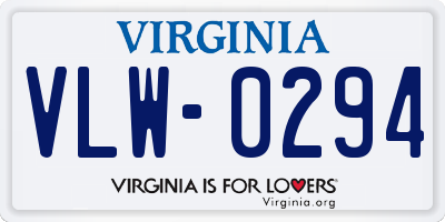 VA license plate VLW0294