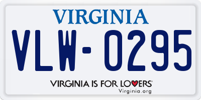 VA license plate VLW0295