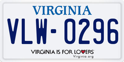 VA license plate VLW0296