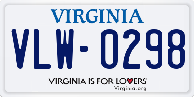 VA license plate VLW0298