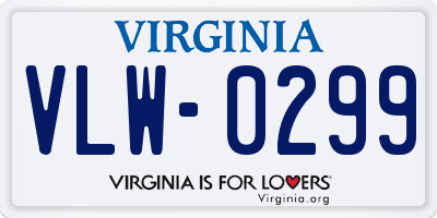 VA license plate VLW0299