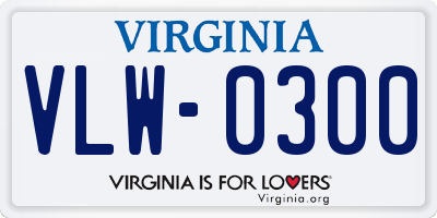 VA license plate VLW0300