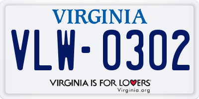 VA license plate VLW0302