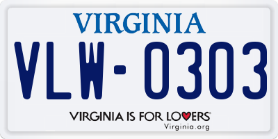 VA license plate VLW0303