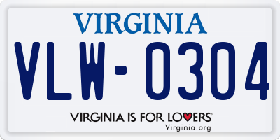 VA license plate VLW0304