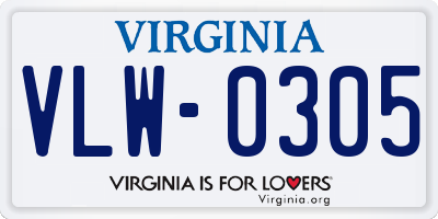 VA license plate VLW0305