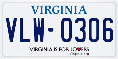 VA license plate VLW0306