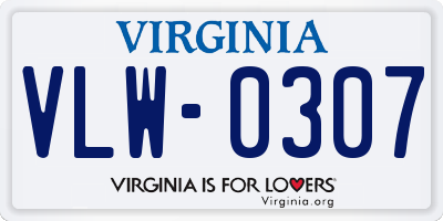 VA license plate VLW0307