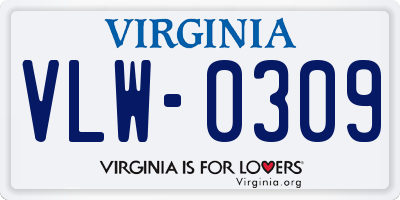 VA license plate VLW0309