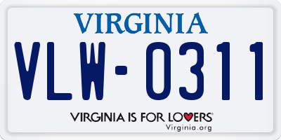 VA license plate VLW0311