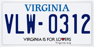 VA license plate VLW0312