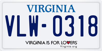 VA license plate VLW0318