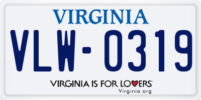 VA license plate VLW0319