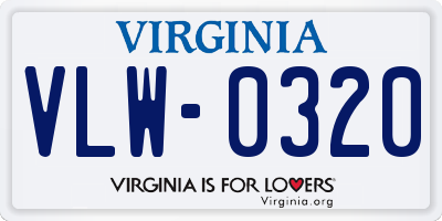 VA license plate VLW0320