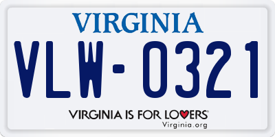 VA license plate VLW0321