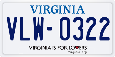 VA license plate VLW0322