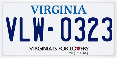 VA license plate VLW0323