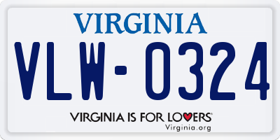 VA license plate VLW0324