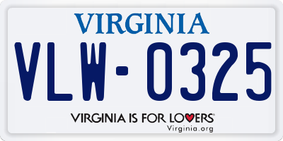 VA license plate VLW0325