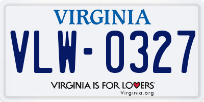 VA license plate VLW0327