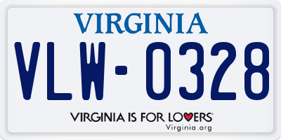 VA license plate VLW0328