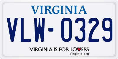 VA license plate VLW0329