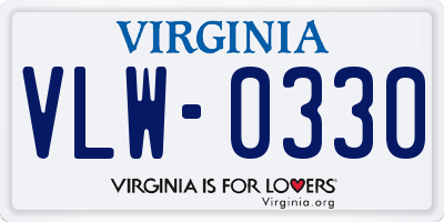 VA license plate VLW0330