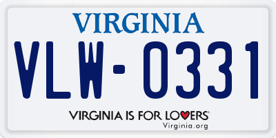 VA license plate VLW0331