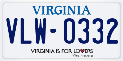 VA license plate VLW0332