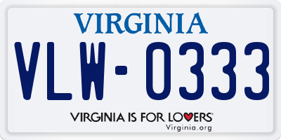 VA license plate VLW0333