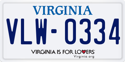 VA license plate VLW0334