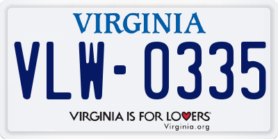 VA license plate VLW0335