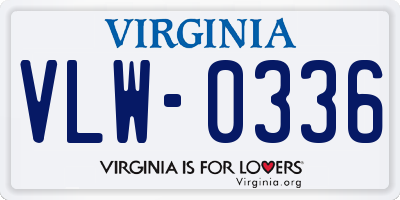 VA license plate VLW0336