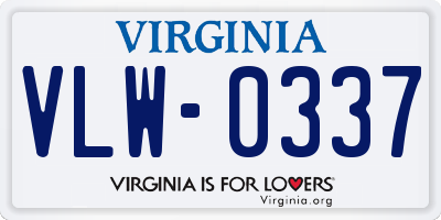 VA license plate VLW0337