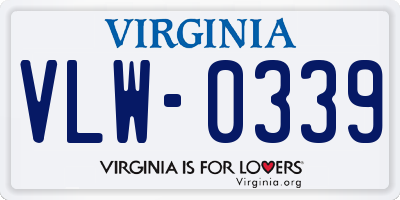 VA license plate VLW0339